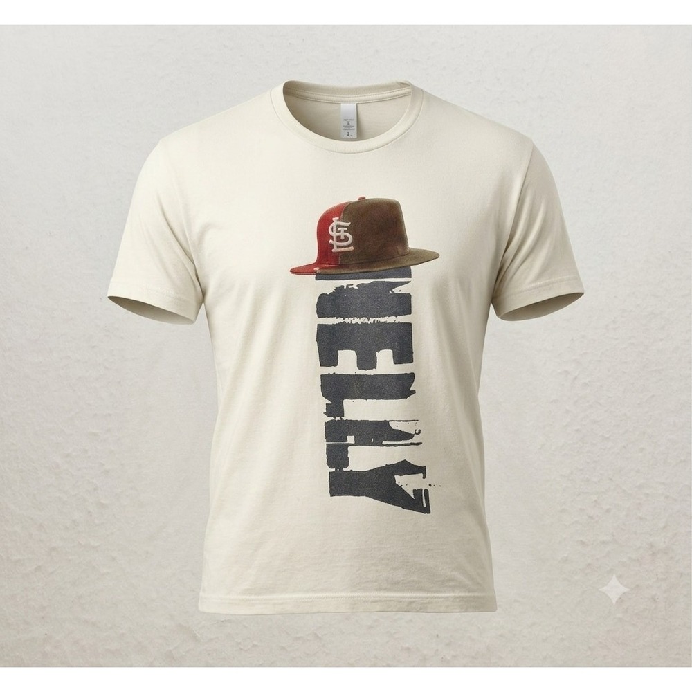 Tultex Nelly St Louis Men's Ivory Color Graphic Print T-Shirt. Size XL